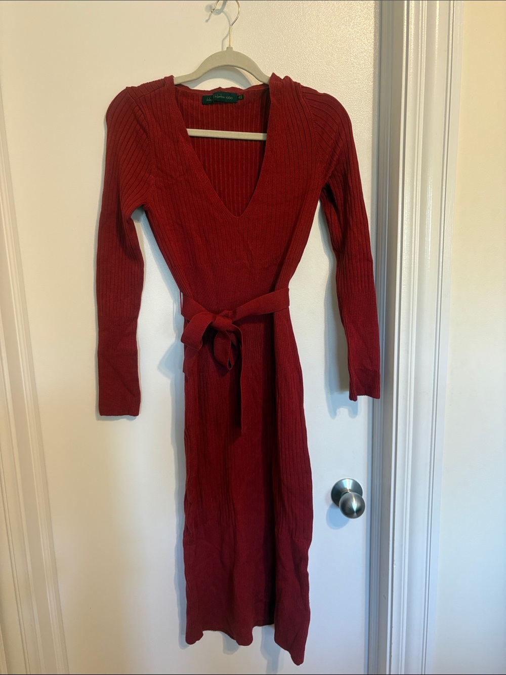 House of Harlow 1960 Long Sleeve V-Neck Wrap Dress - Deep Red